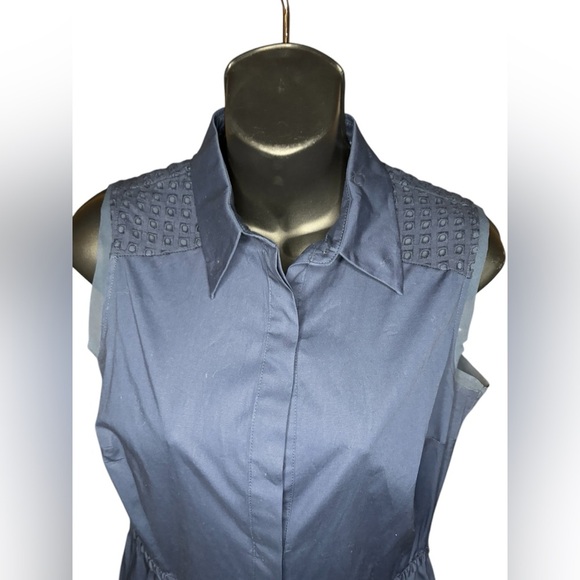 Simply Vera Vera Wang navy sleeveless A line midi dress size Small button front - Picture 4 of 8